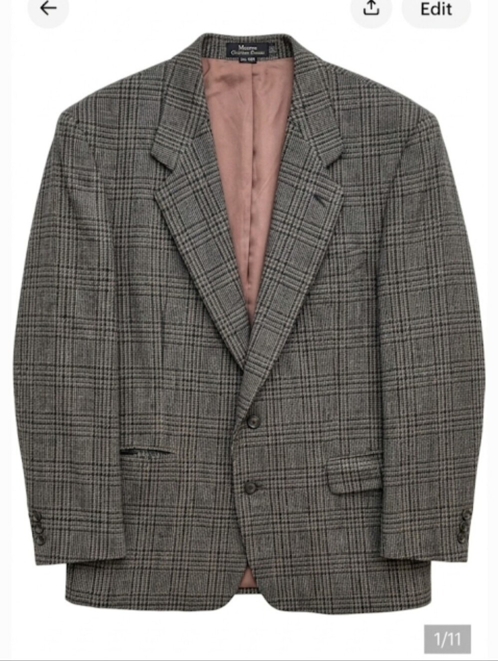 Moores Christian Dumas men's plaid tailored wool blazer size 42R